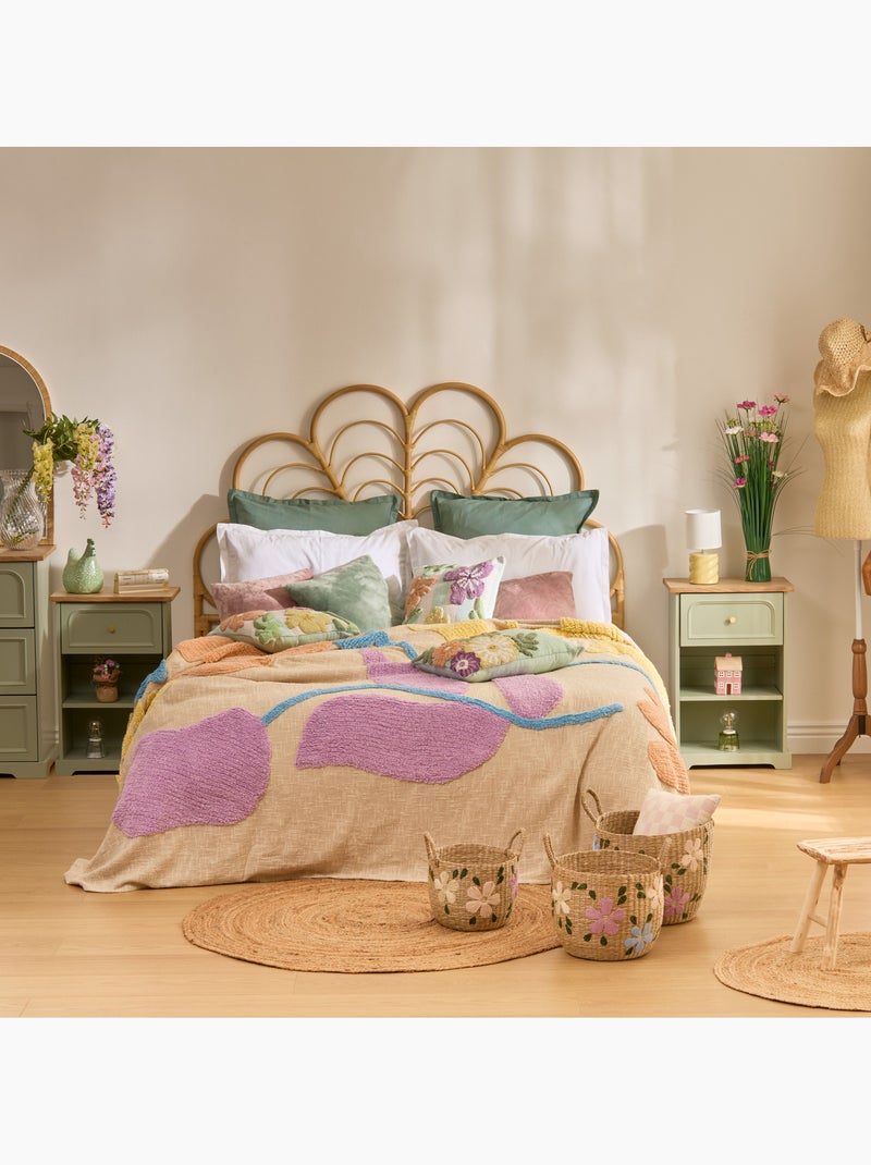 Dessus de lit en coton à motif floral tufté Beige - Kiabi
