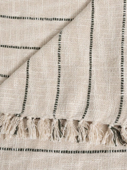 Dessus de lit en coton à rayures - Kiabi