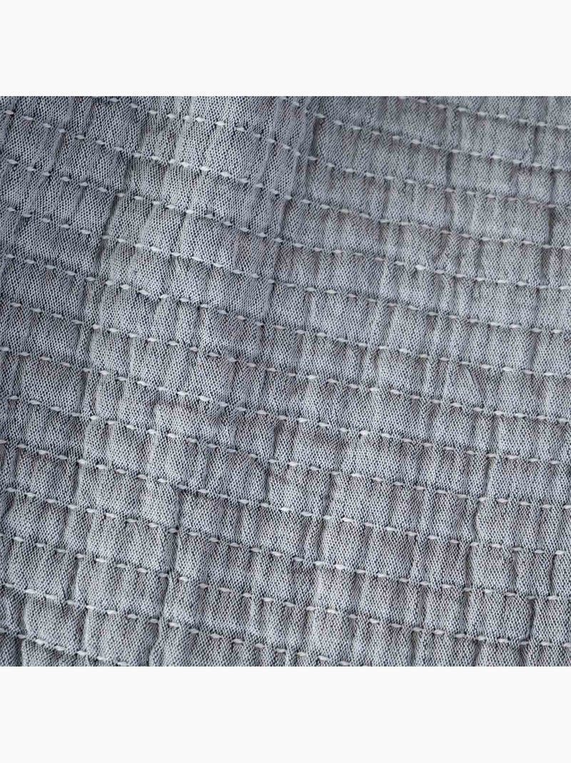 Dessus de lit en coton lavé matelassé boutis Gris - Kiabi