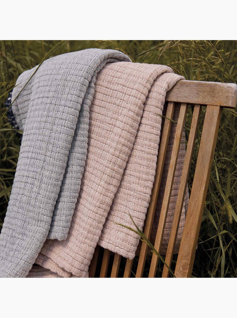 Dessus de lit en coton lavé matelassé boutis Gris - Kiabi