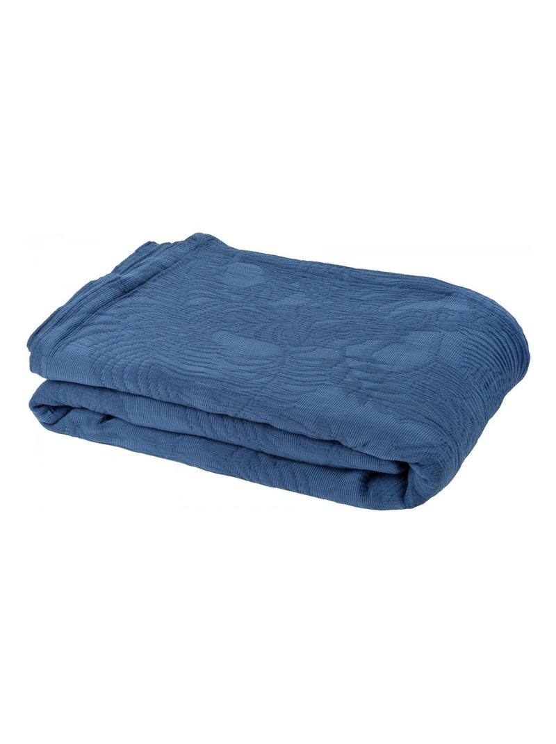 Dessus de lit en coton motif fleur Bleu pétrole - Kiabi
