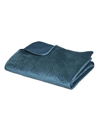Dessus de lit en velours avec broderies feuilles DELIA