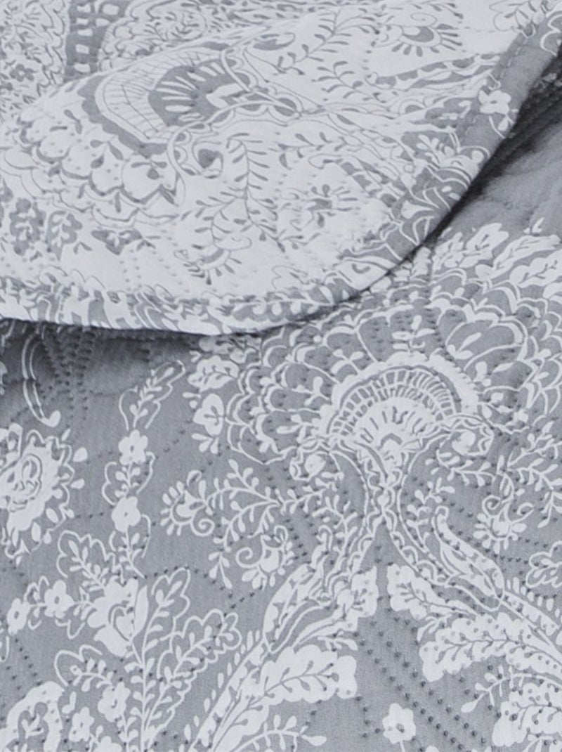 Dessus de lit et 2 taies Marie - 240 x 260 cm Gris clair - Kiabi