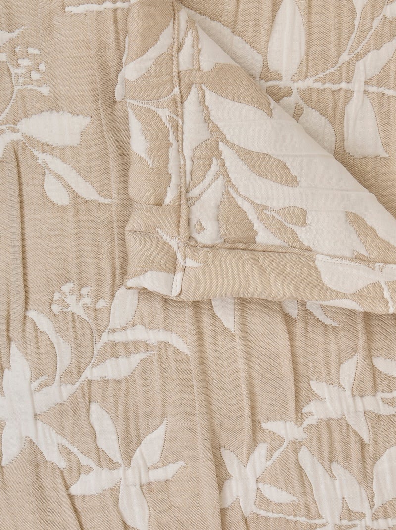 Dessus de lit fleuri matelassé Beige - Kiabi