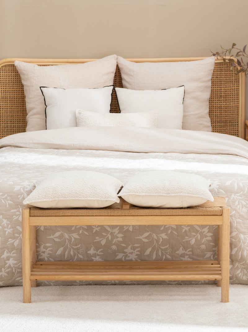 Dessus de lit fleuri matelassé Beige - Kiabi