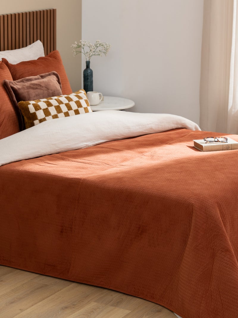 Dessus de lit gaufré avec 2 taies assorties Orange - Kiabi