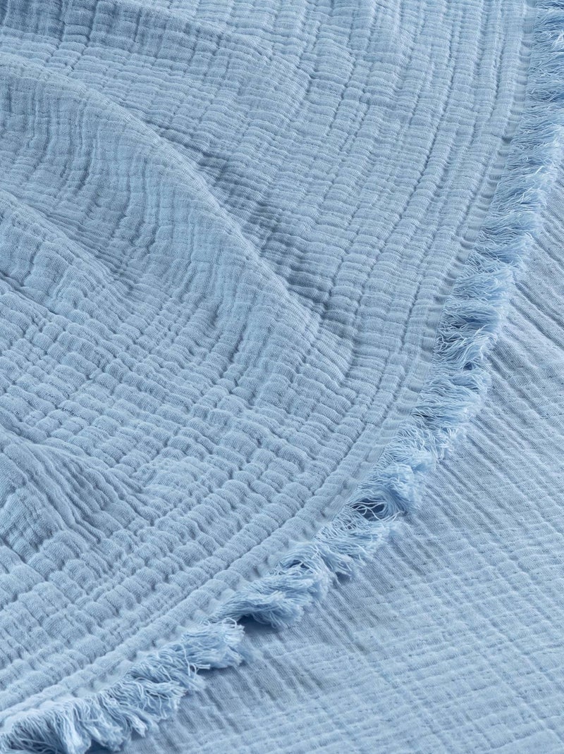 Dessus de lit gaze de coton Bleu ciel - Kiabi