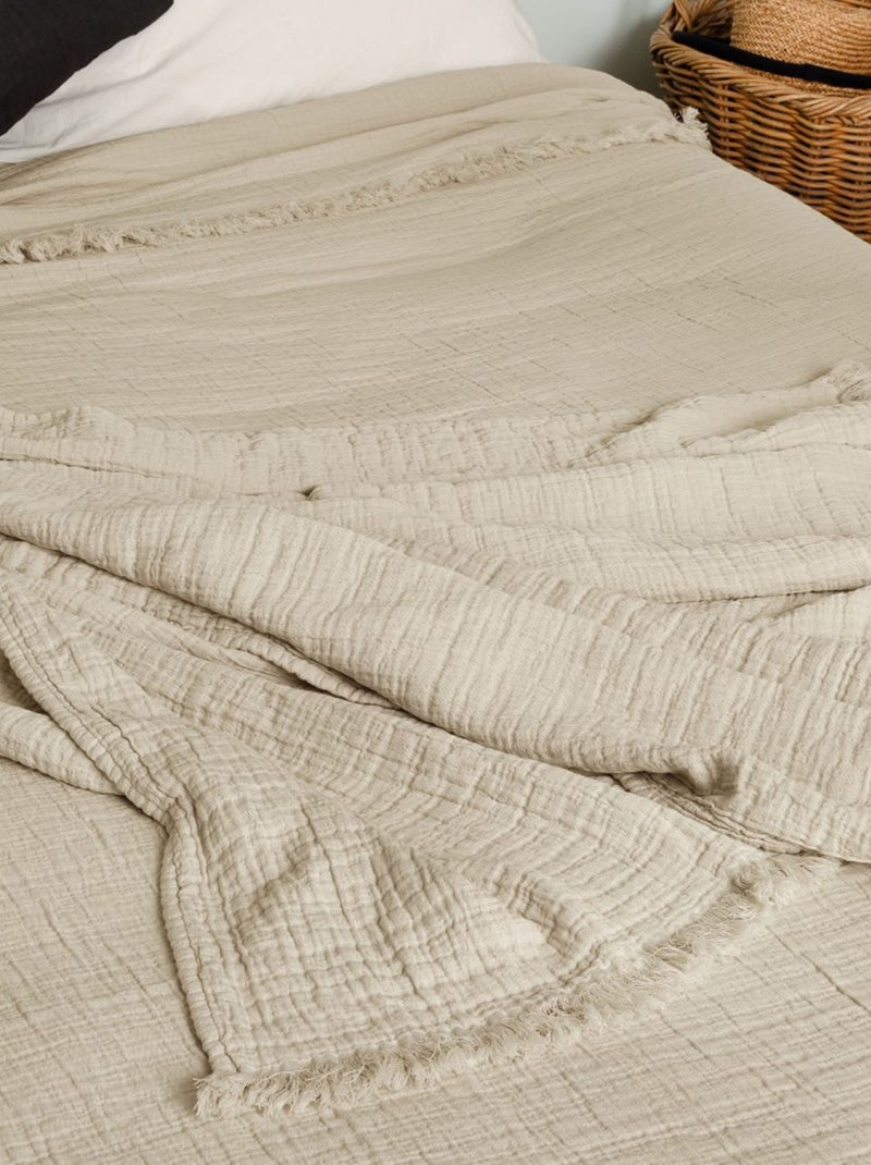 Dessus de lit gaze de coton Gris tourterelle - Kiabi