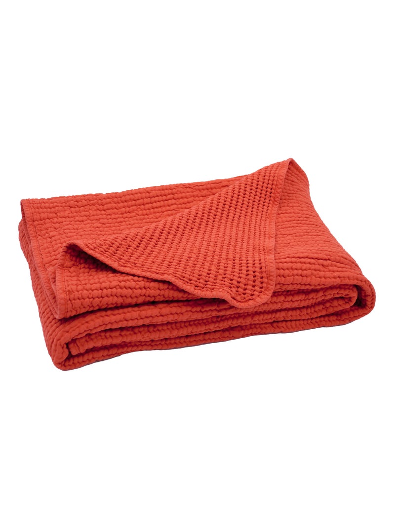 Dessus de lit JAIPUR coton Orange mandarine - Kiabi