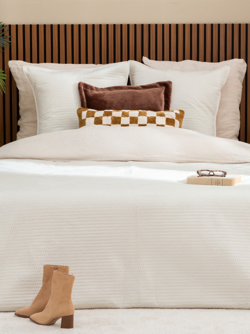 Dessus de lit matelassé avec 2 taies assorties Ecru - Kiabi