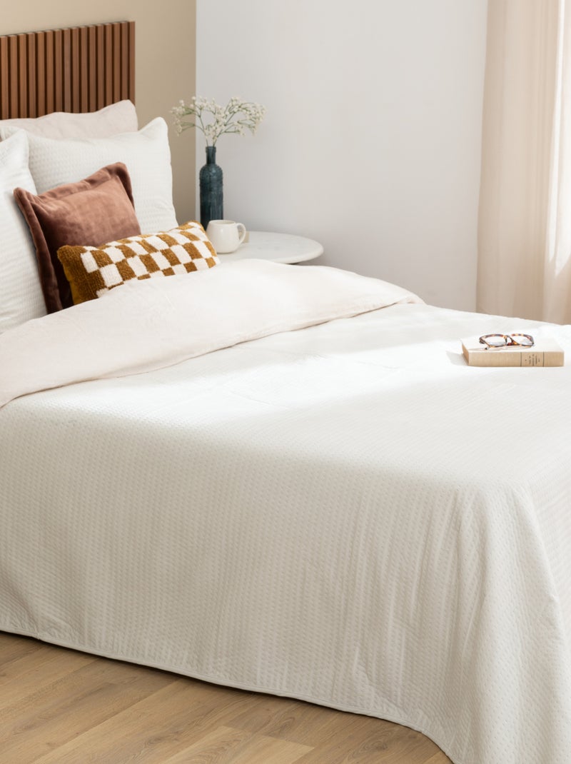 Dessus de lit matelassé avec 2 taies assorties Ecru - Kiabi