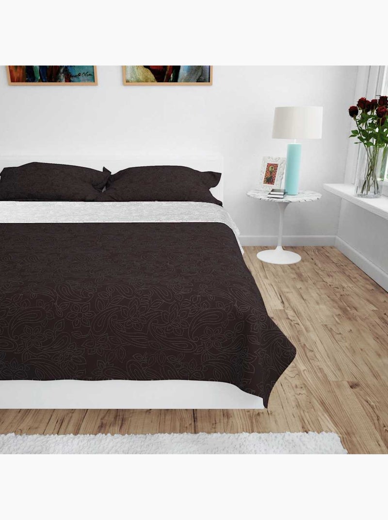 Dessus de lit matelassé double face floral en polyester - vidaxl Crème - Kiabi