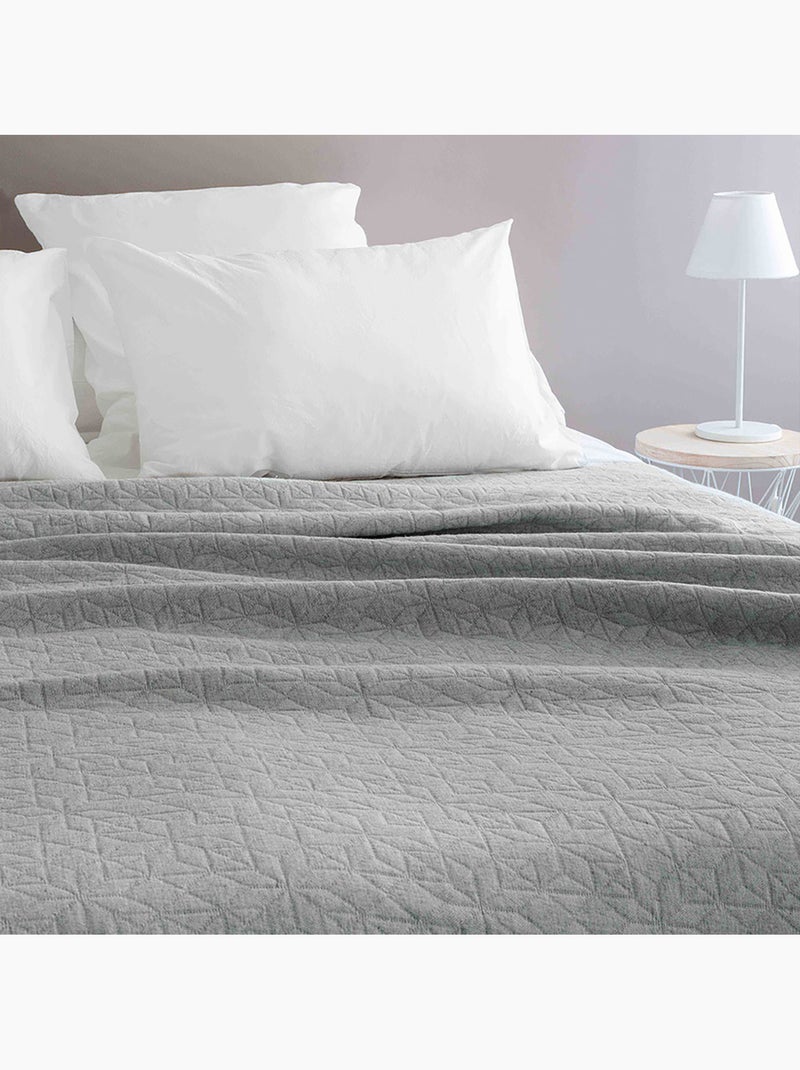 Dessus de lit matelassé en polycoton relief texturé Gris perle - Kiabi
