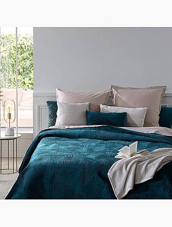 Dessus de lit matelassé en velours FEUILLE