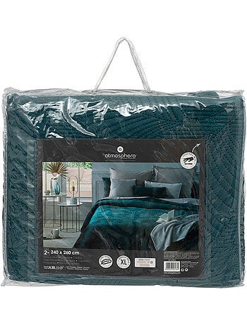 Dessus de lit matelassé en velours FEUILLE