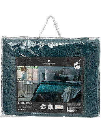 Dessus de lit matelassé en velours FEUILLE