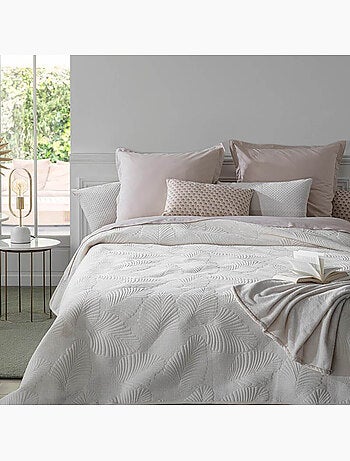 Dessus de lit matelassé en velours FEUILLE