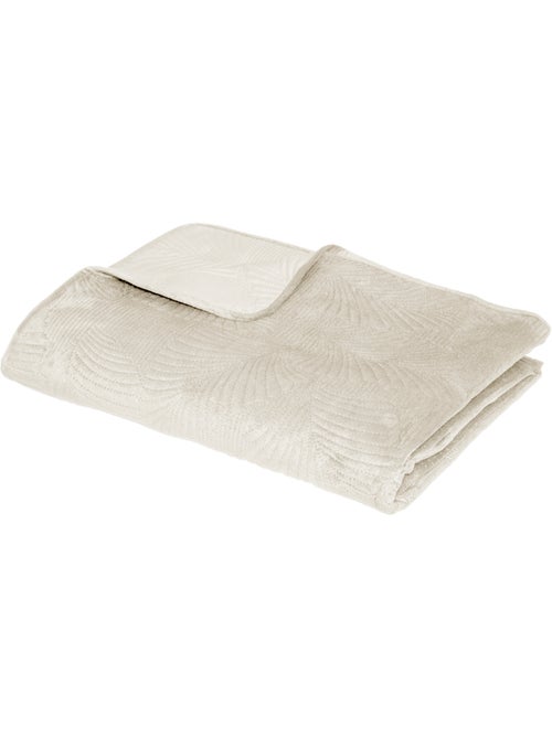 Dessus de lit matelassé en velours FEUILLE - Kiabi
