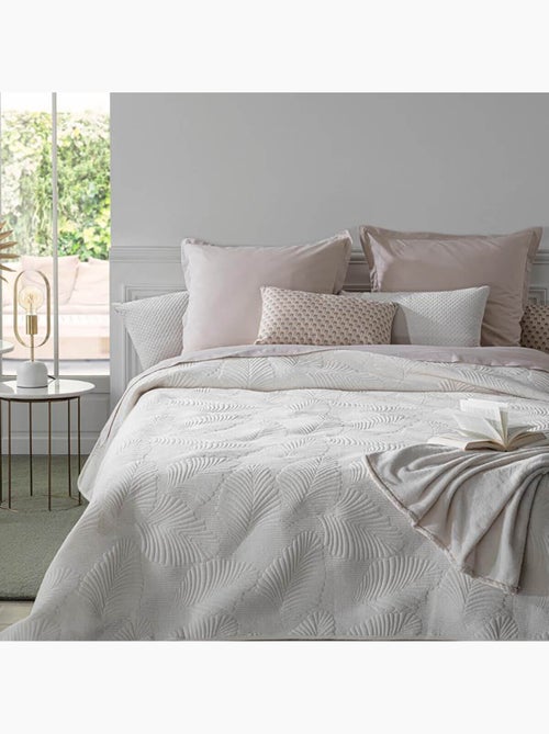 Dessus de lit matelassé en velours FEUILLE - Kiabi