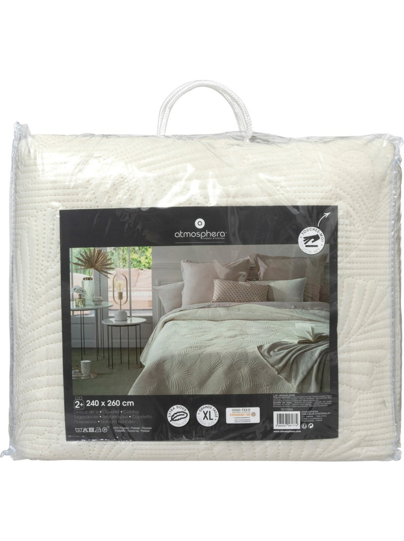 Dessus de lit matelassé en velours FEUILLE Ivoire - Kiabi