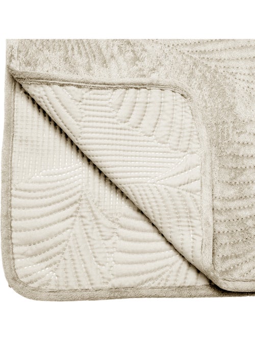 Dessus de lit matelassé en velours FEUILLE - Kiabi