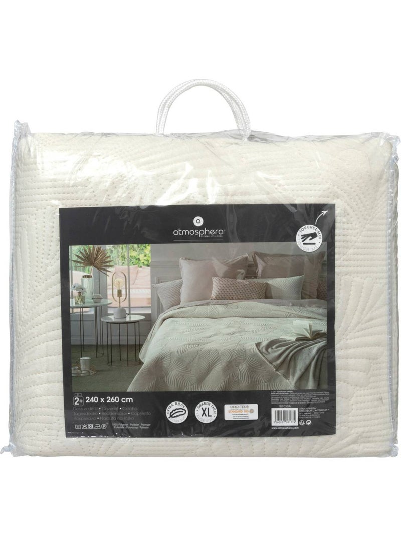 Dessus de lit matelassé en velours FEUILLE Ivoire - Kiabi
