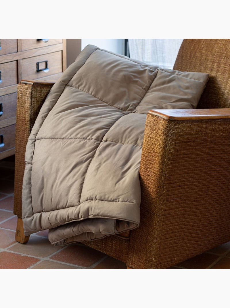 Dessus de lit matelassé peau de pêche Oekotex Taupe - Kiabi