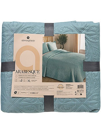 Dessus de lit réversible avec taies arabesque