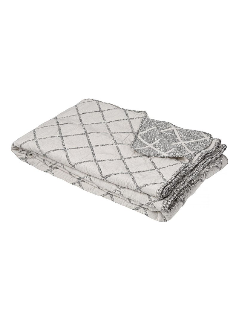Dessus de lit réversible motif losange Gris perle - Kiabi