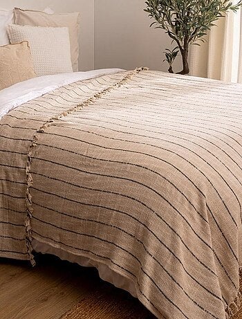 Dessus de lit Slub rayures 240x260 coton