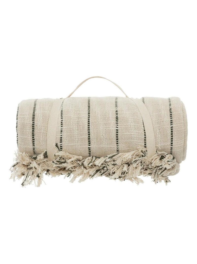 Dessus de lit Slub rayures 240x260 coton Beige - Kiabi