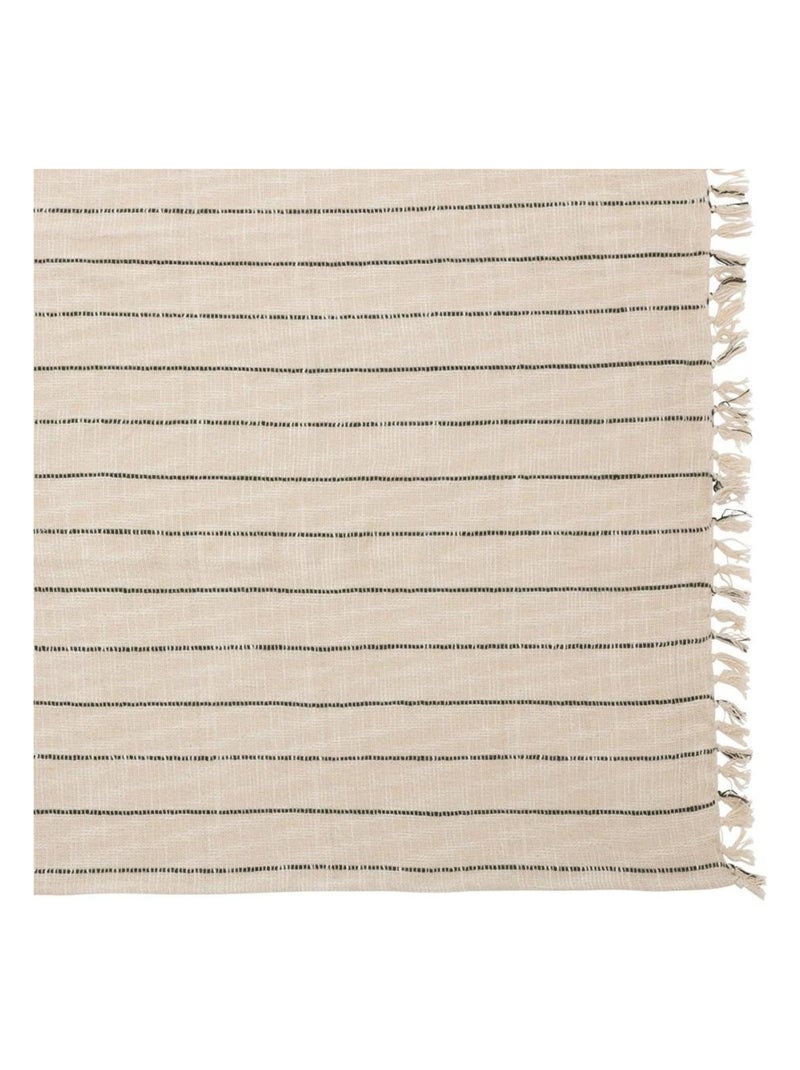 Dessus de lit Slub rayures 240x260 coton Beige - Kiabi
