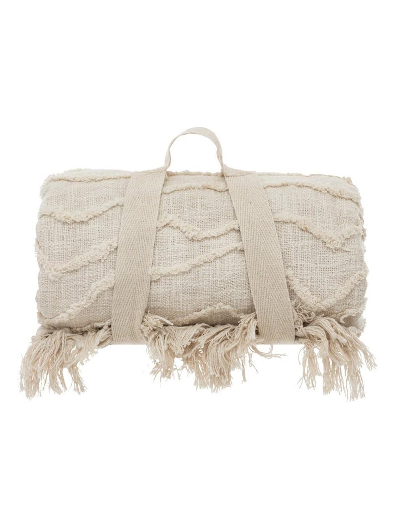 Dessus de lit Slub tufté 240x260 coton Beige - Kiabi