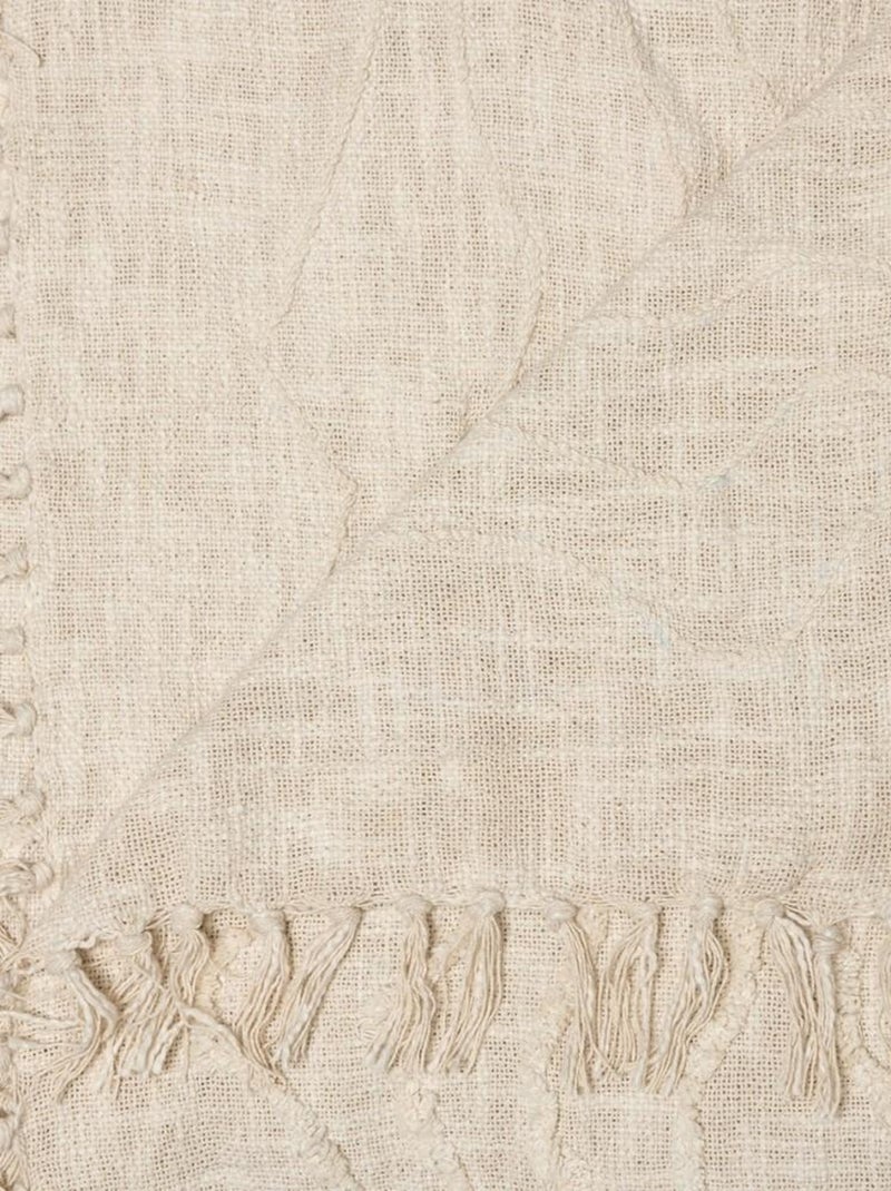 Dessus de lit Slub tufté 240x260 coton Beige - Kiabi