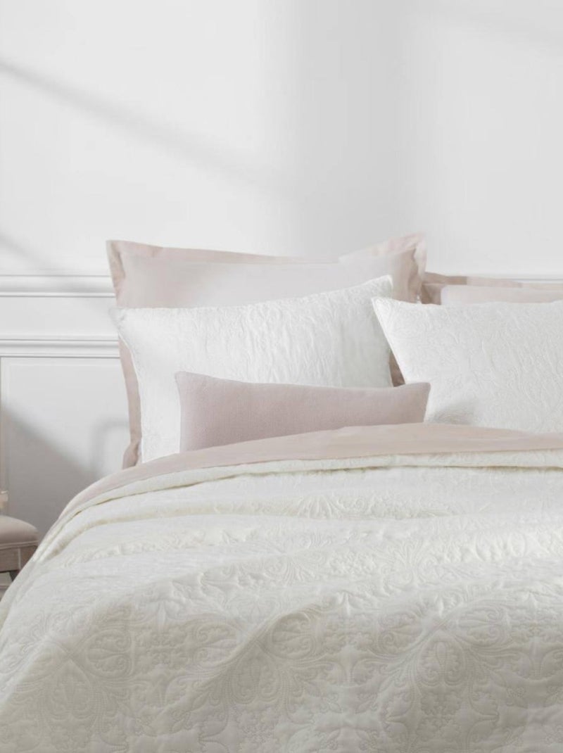 Dessus de lit  + taie(s) Arabesque Ivoire. Blanc - Kiabi