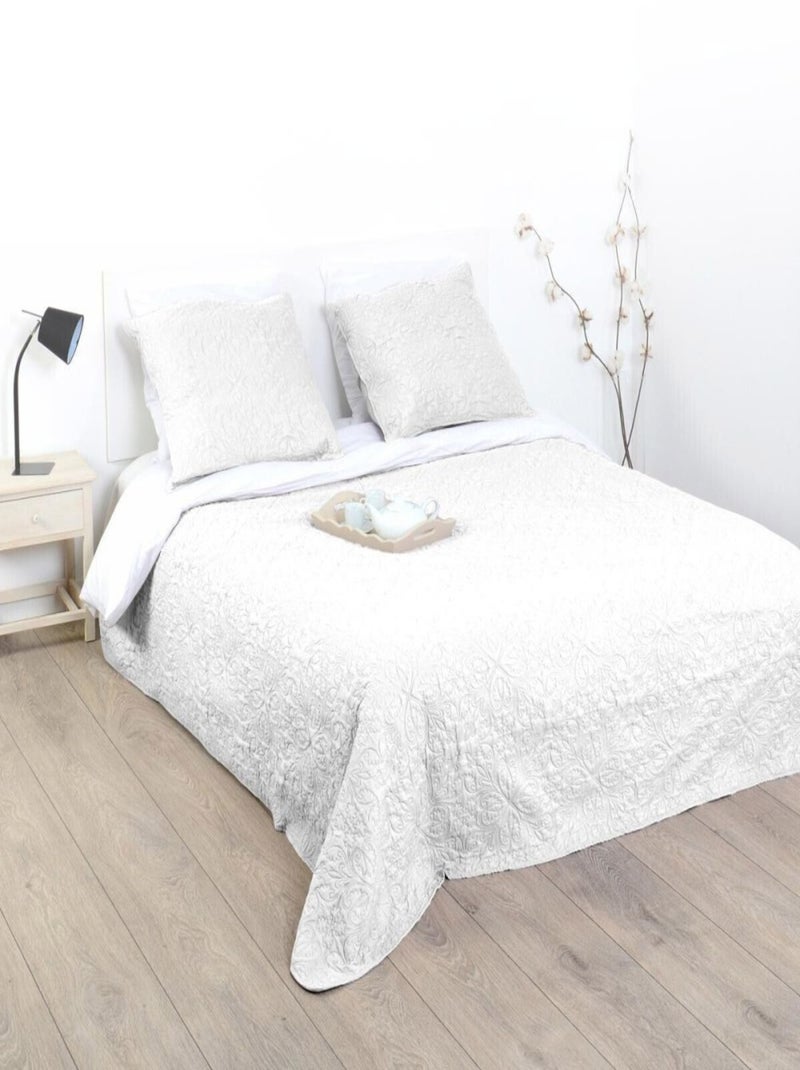Dessus de lit  + taie(s) Arabesque Ivoire. Blanc - Kiabi