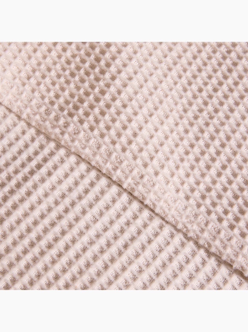 Dessus de lit tissé en coton recyclé motif nid d’abeille Crème - Kiabi