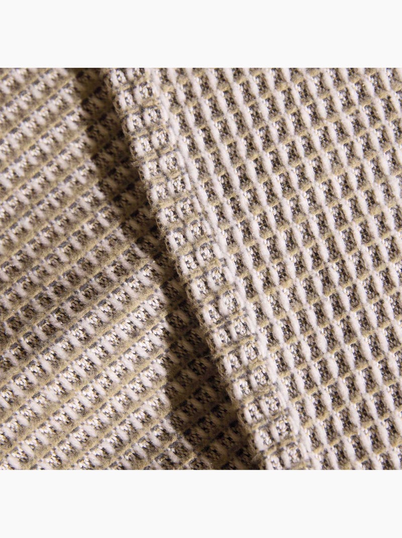 Dessus de lit tissé en coton recyclé motif nid d’abeille Kaki - Kiabi