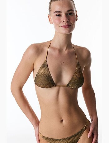 Destini haut de bikini triangle à imprimé zèbre et paillettes penti