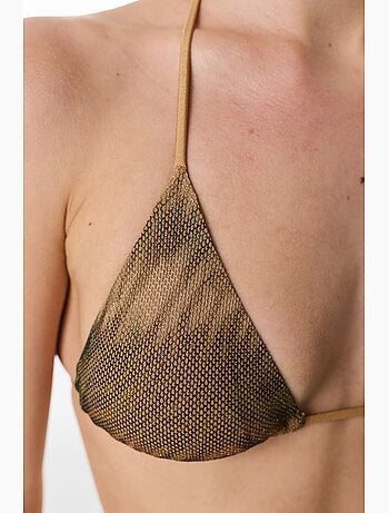 Destini haut de bikini triangle à imprimé zèbre et paillettes penti