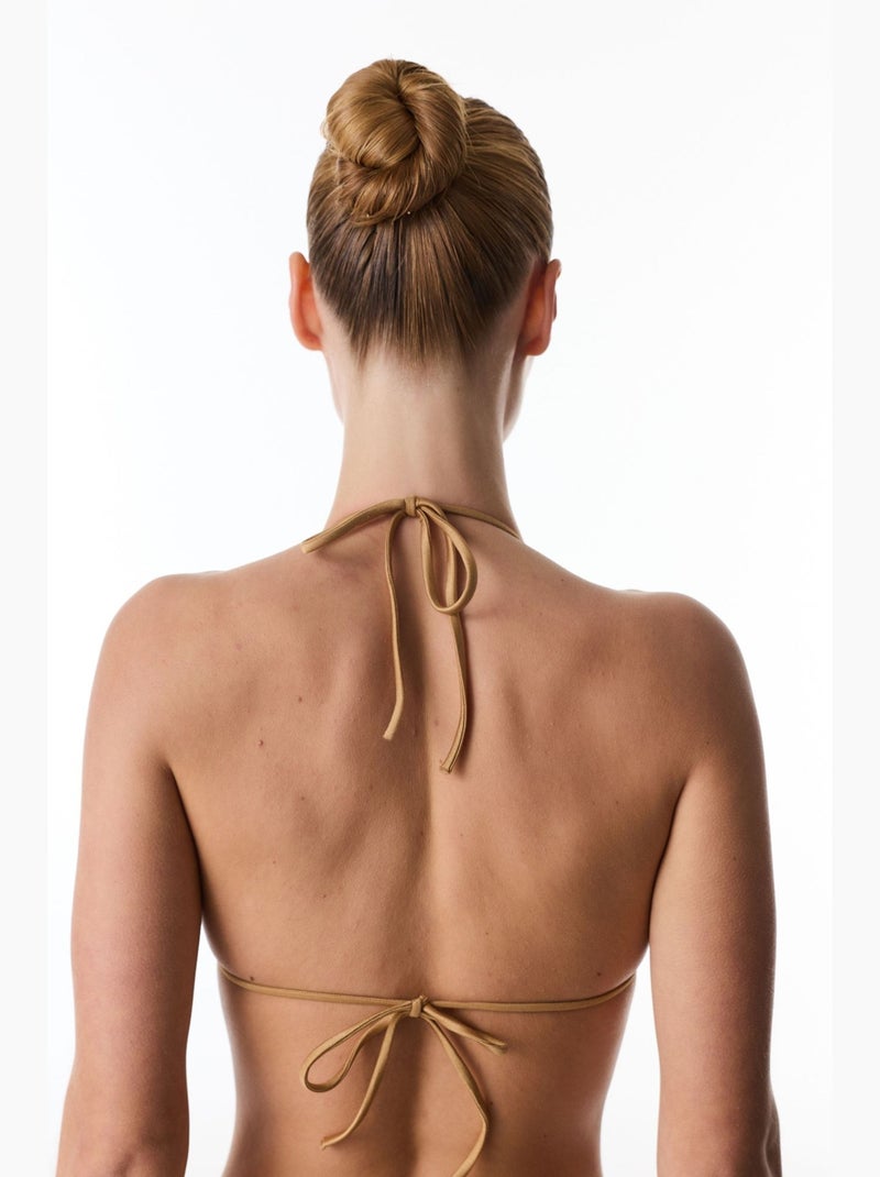 Destini haut de bikini triangle à imprimé zèbre et paillettes penti Kaki - Kiabi