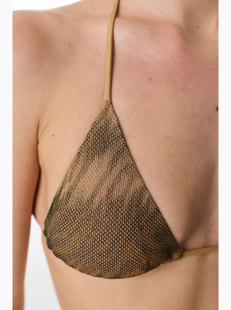 Destini haut de bikini triangle à imprimé zèbre et paillettes penti Kaki - Kiabi
