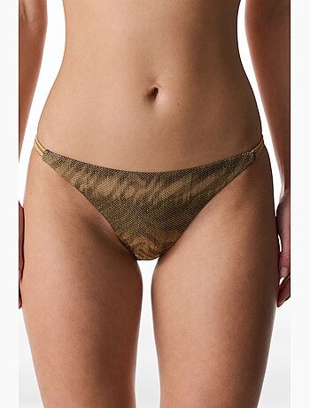 Destini side bas de bikini à motif zèbre et fil brillant, taille mi-haute penti