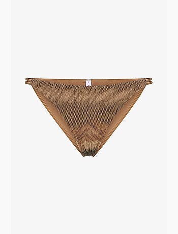 Destini side bas de bikini à motif zèbre et fil brillant, taille mi-haute penti