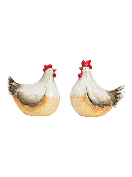 Deux décoration de jardin coq & poule en céramique - Kiabi Deux décoration de jardin coq & poule en céramique - Kiabi