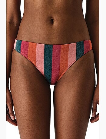 Devin bas de bikini à rayures avec fil métallisé, taille mi-haute penti