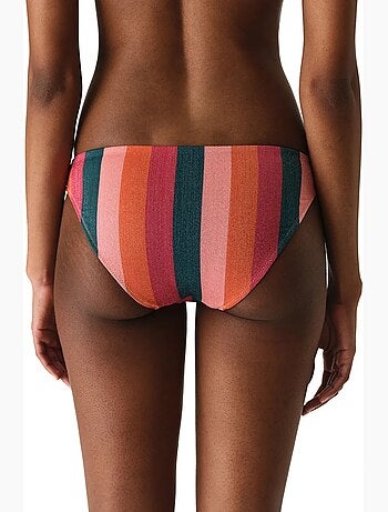 Devin bas de bikini à rayures avec fil métallisé, taille mi-haute penti