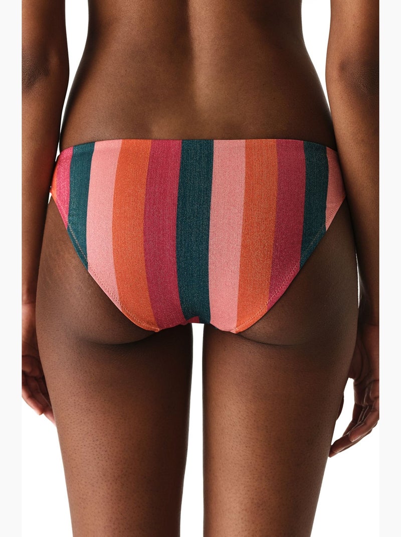 Devin bas de bikini à rayures avec fil métallisé, taille mi-haute penti Rose fluo - Kiabi