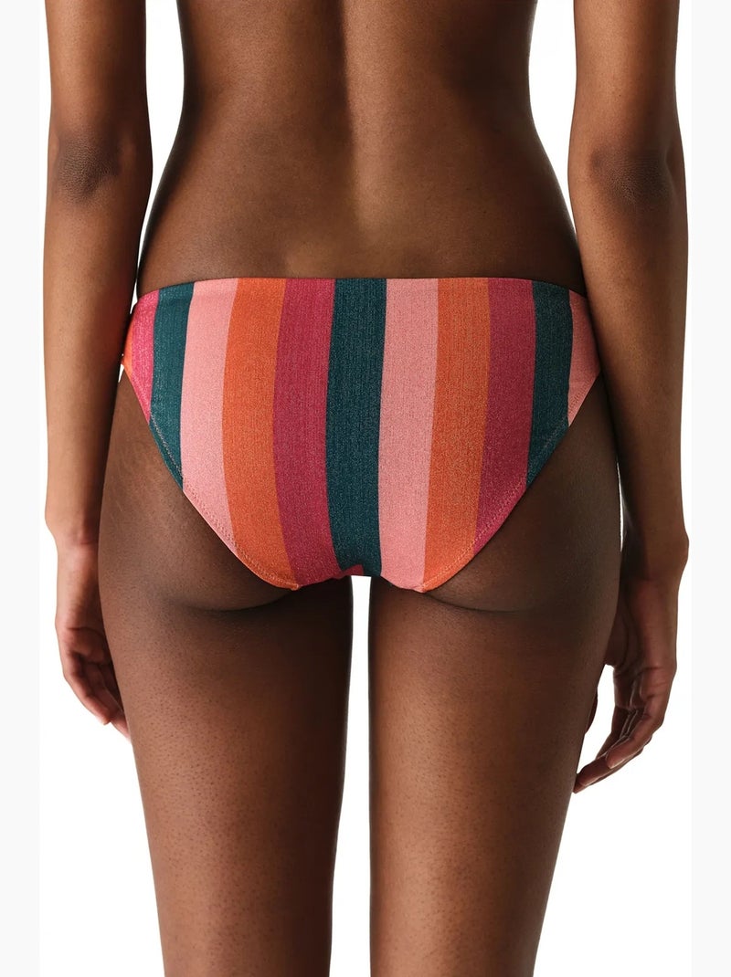 Devin bas de bikini à rayures avec fil métallisé, taille mi-haute penti Rose fluo - Kiabi