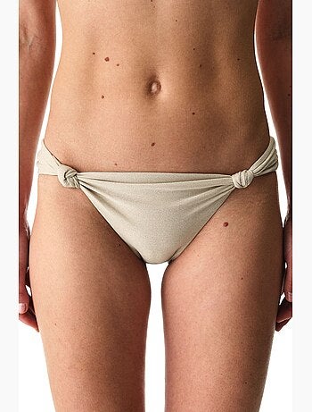 Devon froncé sur le côté, pailleté, bas de bikini taille mi-haute penti